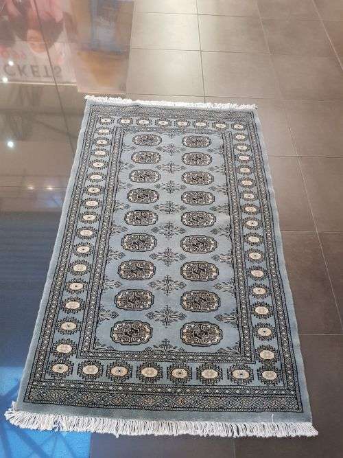 Fantastic Blue Grey BUKHARA PERSIAN CARPET 154 X 95CM
