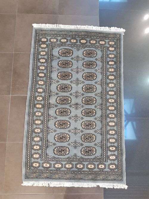 Fantastic Blue Grey BUKHARA PERSIAN CARPET 154 X 95CM