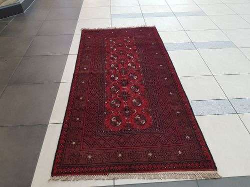 Red Afghan Handmade Carpet 200 x 100 cm