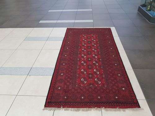 Red Afghan Handmade Carpet 200 x 100 cm