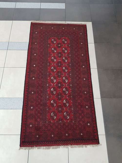 Red Afghan Handmade Carpet 200 x 100 cm