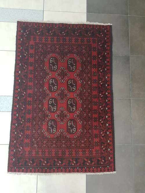 Red Afghan Handmade Carpet 150 X 100 cm