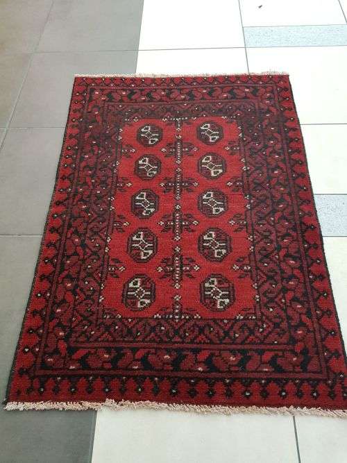 RED AFGHAN HANDMADE PERSIAN CARPET 120 X 80 CM