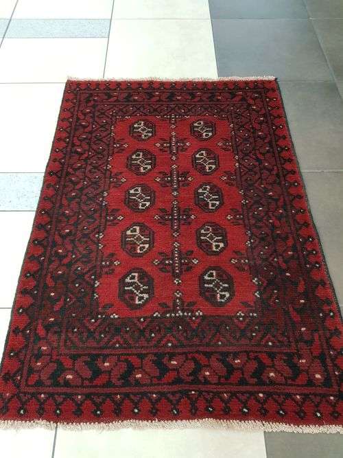 RED AFGHAN HANDMADE PERSIAN CARPET 120 X 80 CM