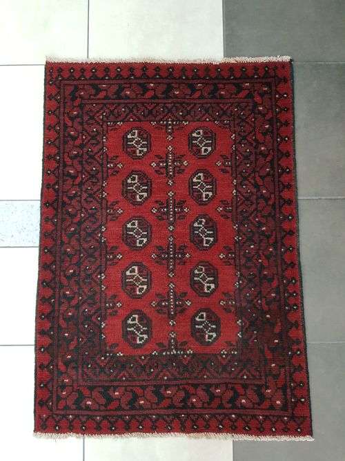 RED AFGHAN HANDMADE PERSIAN CARPET 120 X 80 CM