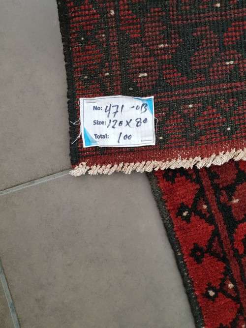 RED AFGHAN HANDMADE PERSIAN CARPET 120 X 80 CM