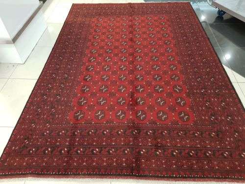 Red Afghan Handmade Carpet 300 x 200 cm