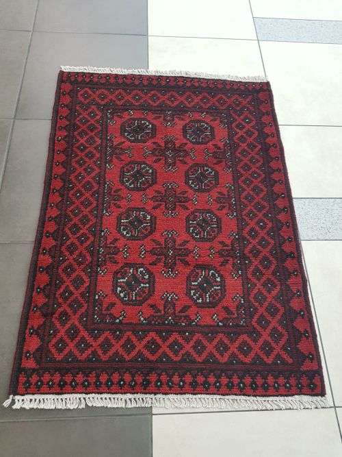 RED AFGHAN HANDMADE CARPET 120 x 80 CM