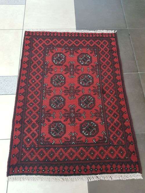 RED AFGHAN HANDMADE CARPET 120 x 80 CM