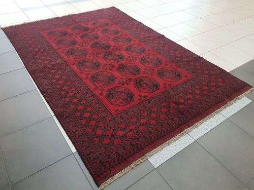 RED AFGHAN HANDMADE CARPET 300 X 200 CM