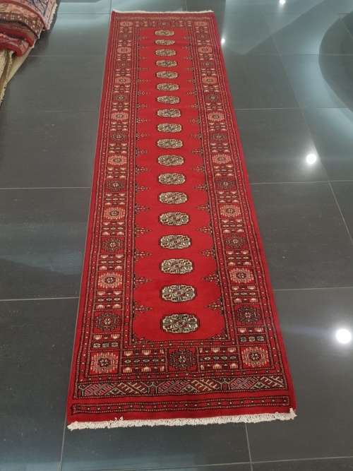 FANTASTIC RED BUKHARA HIGH QUALITY HANDMADE CARPET 287 X 78cm