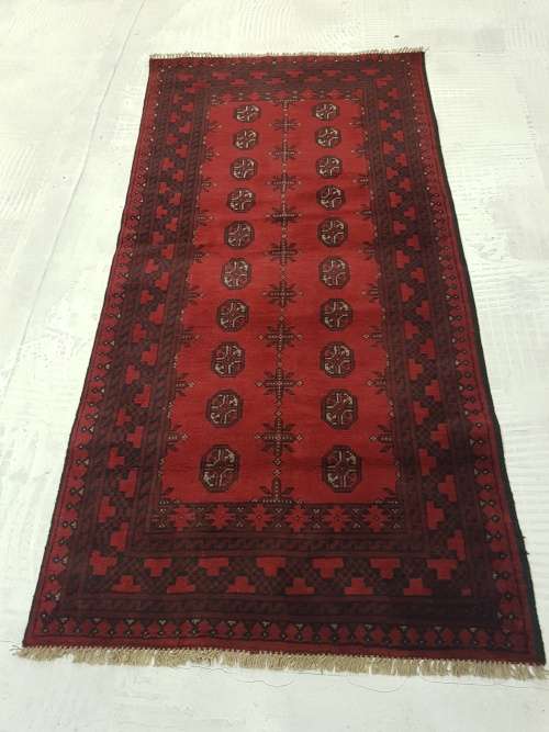 RED AFGHAN HANDMADE CARPET 190 X 100 cm