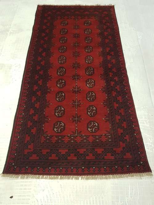 RED AFGHAN HANDMADE CARPET 190 X 100 cm