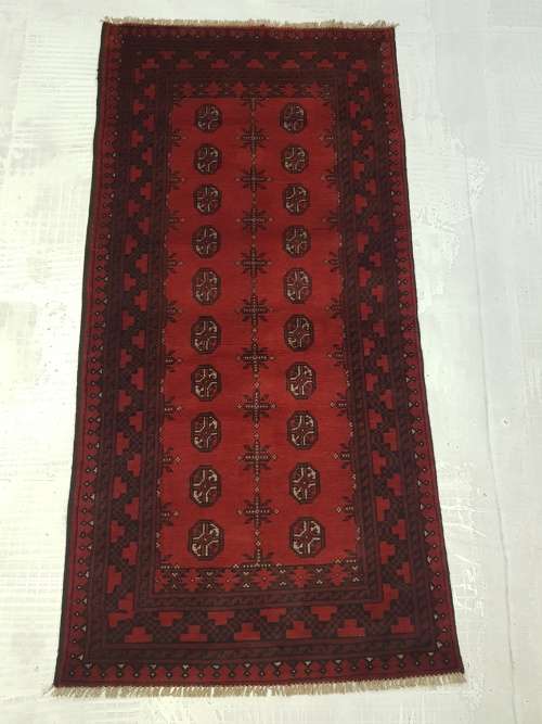 RED AFGHAN HANDMADE CARPET 190 X 100 cm