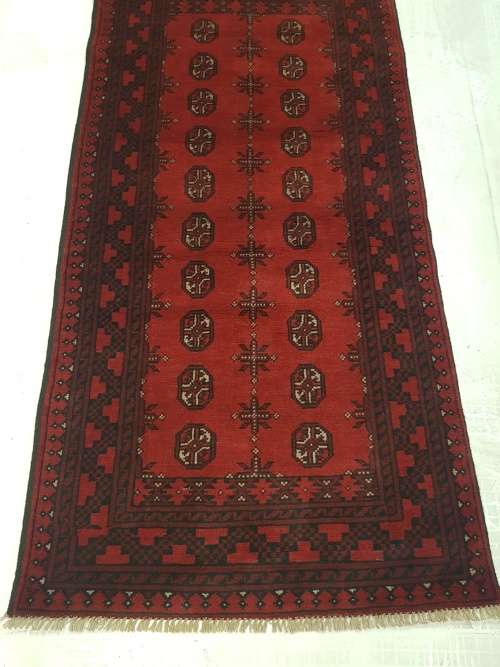 RED AFGHAN HANDMADE CARPET 190 X 100 cm