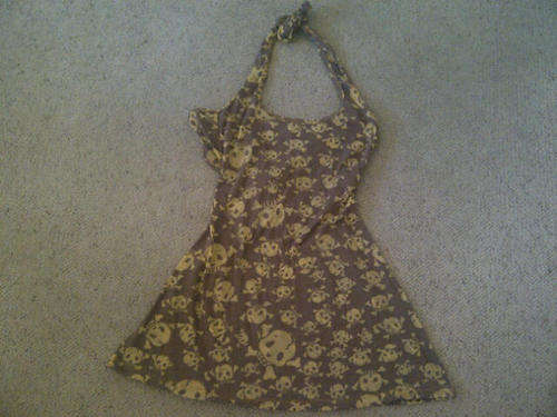 Summer mini halterneck dress skull print