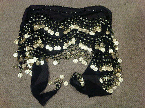 Black belly dancing shimmy belt