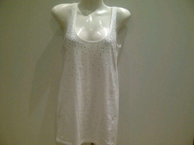 Long length white vest with studs, size XS, BRAND NEW