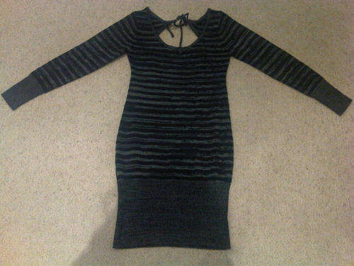 Gorgeous striped jersey dress with open back from XOGO, one size