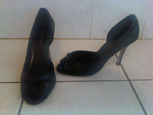 Black FOOTWORK peeptoe shoe, size 4