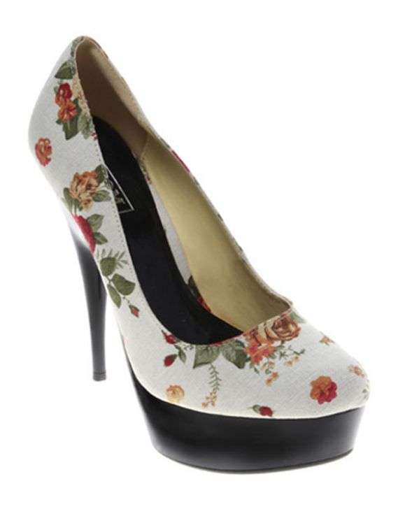 ZOOM Shanna beige floral platform heels