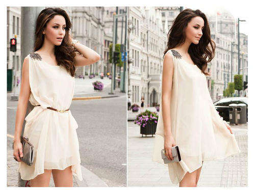 BRAND NEW Stunning chiffon dress with bead detail