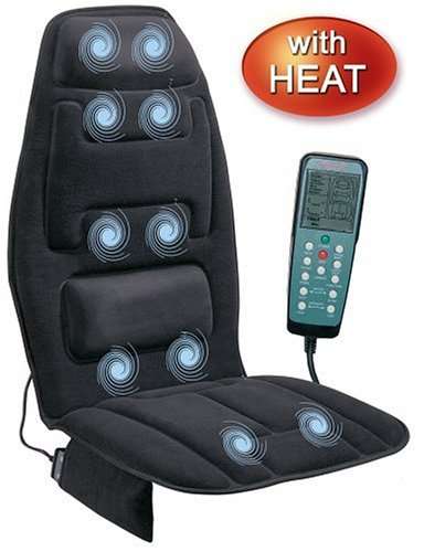 Comfort Products 60-2910 10-Motor Massage Seat Cushion with Heat, Black