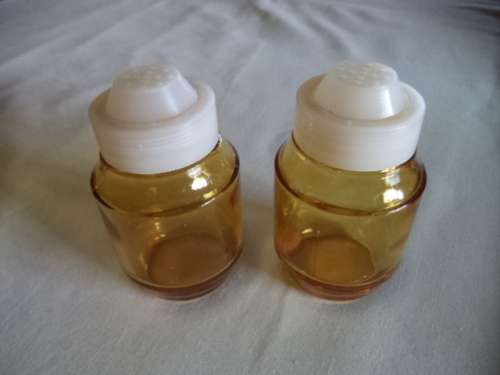 Lovely Retro Amber Cruet set