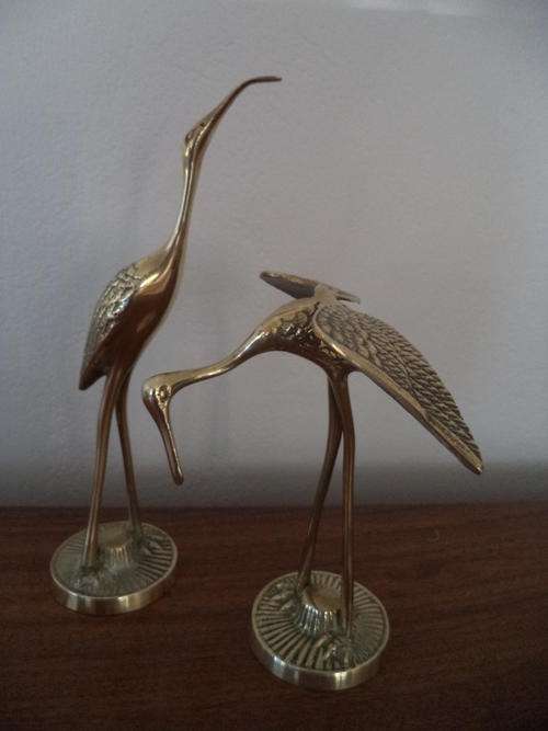 PAIR BRASS BIRDS
