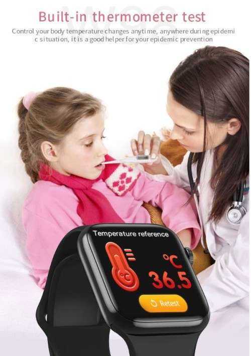 W98 Smart Watch, Activity Tracker, Oximeter, Thermometer & Immunity Check - Obsidian Black