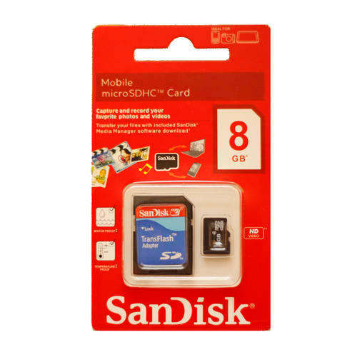 Sandisk 8GB Transflash MicroSD with SD adaptor in original packaging CLASS 4