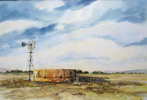 ' THE WINDMILLS ARE LIFE SERIES ' Original signed watercolour by Nick Stobart.