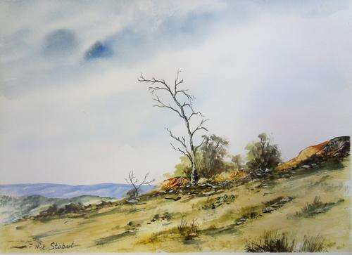 ' THE DOWNHILL RUN ' Original signed watercolour by Nick Stobart.