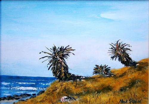 '' A WARM WELCOME TO THE COAST '' Original signed acrylic by Nick Stobart.