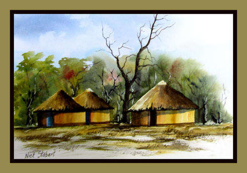 '' LIFE IN THE BUSH '' Original signed watercolour by Nick Stobart.