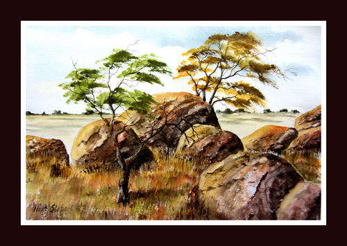 '' LIFE ROCKS '' Original signed watercolour by Nick Stobart.