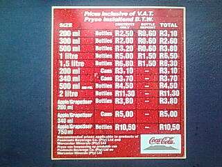 **Old coca-cola pricelist** have a look at these prices !!**