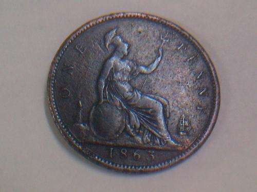 GREAT BRITAIN 1863 GOOD GRADE ONE PENNY COIN