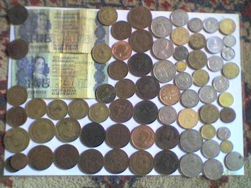 #2 X R2 NOTES AND 70  world coins @ R1 start#