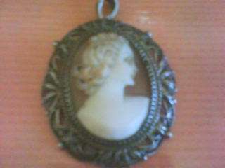 crazy R1 start!##vintage silver cameo brooch/pendant ##