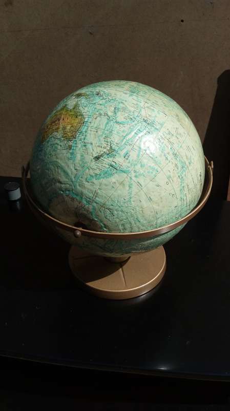Old Globe on Brass Metal Stand