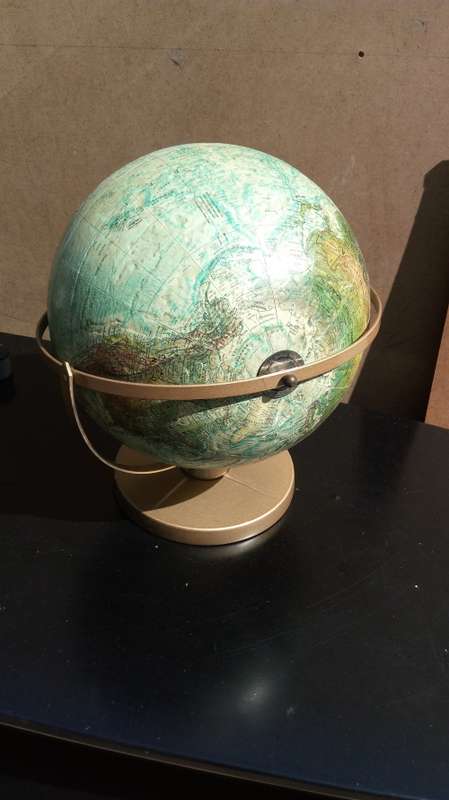 Old Globe on Brass Metal Stand