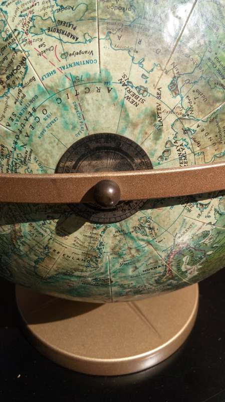 Old Globe on Brass Metal Stand