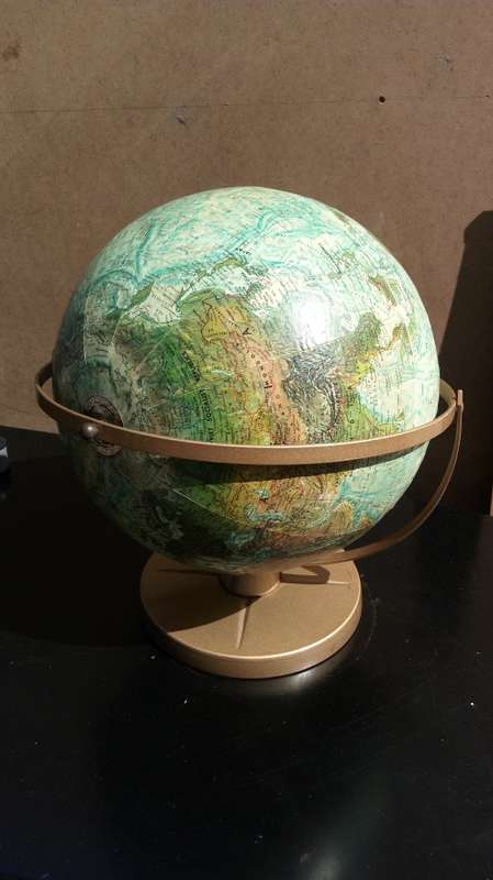 Old Globe on Brass Metal Stand