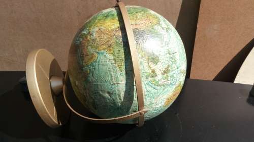 Old Globe on Brass Metal Stand