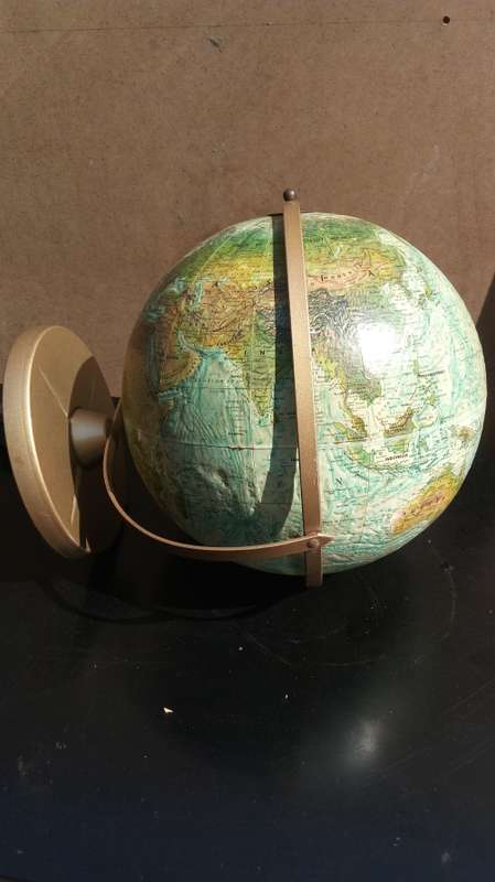 Old Globe on Brass Metal Stand
