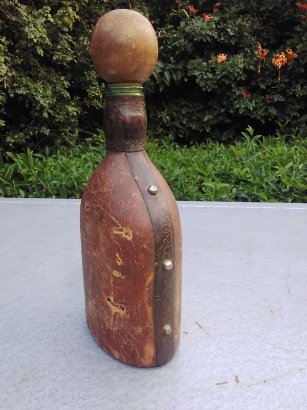 Vintage Leather-Wrapped Collectable Bottle (See All Photos For Condition