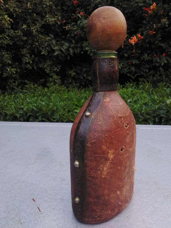 Vintage Leather-Wrapped Collectable Bottle (See All Photos For Condition