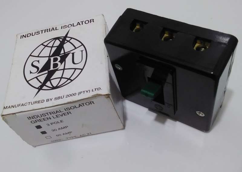 3-Pole, 30A Industrial Green Lever Isolator  (BID PER PIECE)