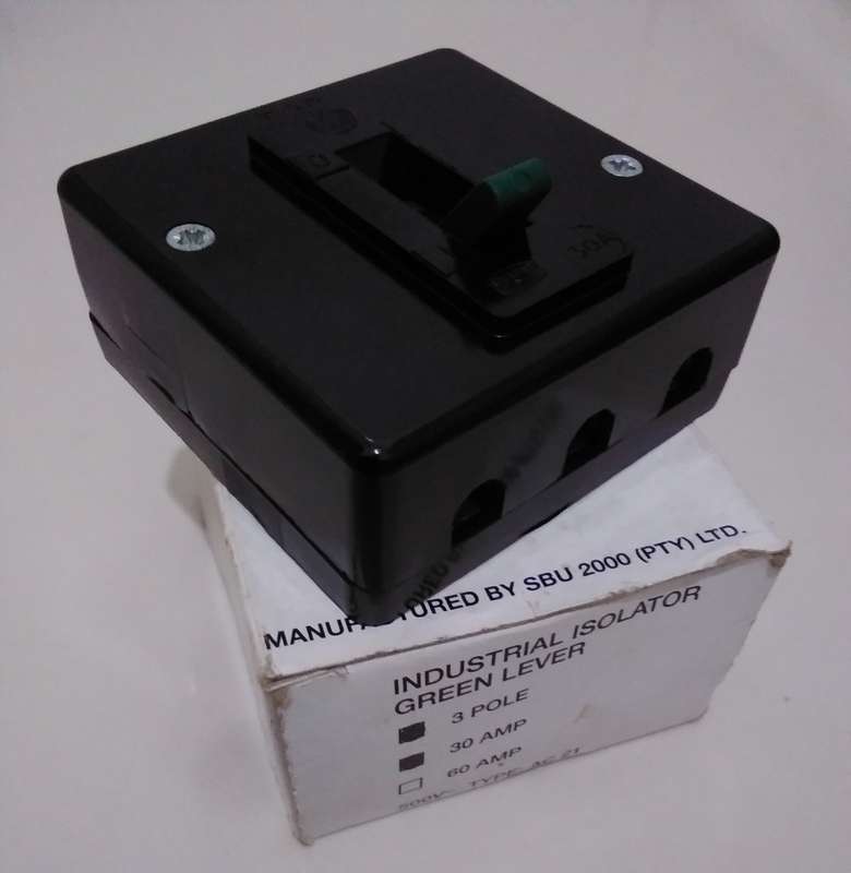 3-Pole, 30A Industrial Green Lever Isolator  (BID PER PIECE)